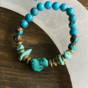 GOLD HOWLITE TURQUOISE BRACELET BOHO